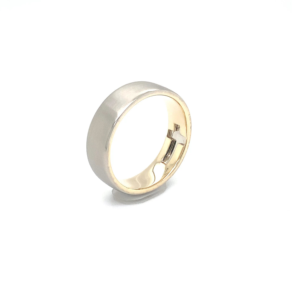 Piece Of Me Comfort Fit Wedding Band in 14K Two Tone with pendant - Image 4 of 14