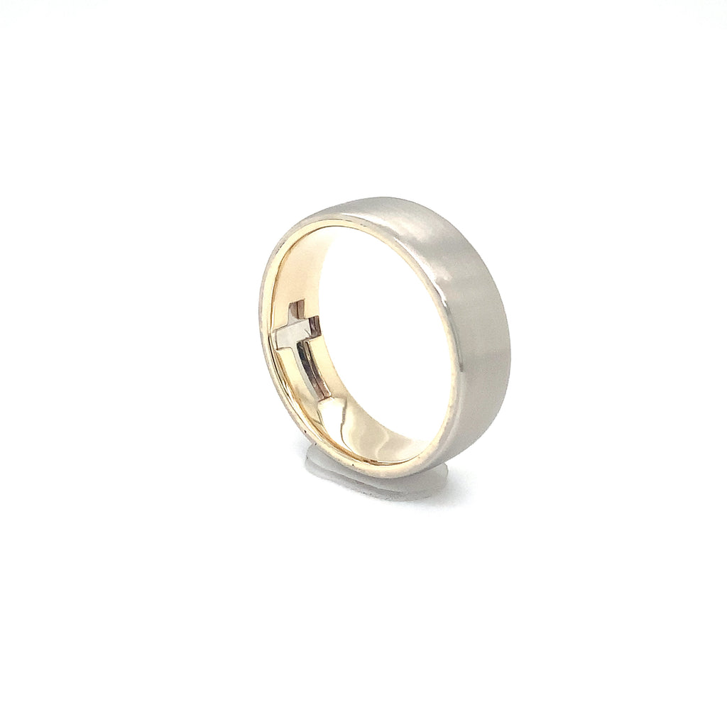 Piece Of Me Comfort Fit Wedding Band in 14K Two Tone with pendant - Image 6 of 14