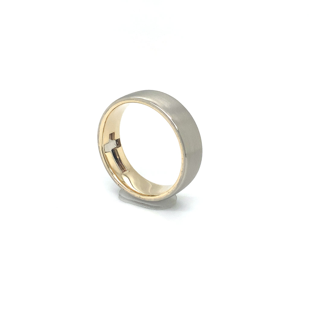 Piece Of Me Comfort Fit Wedding Band in 14K Two Tone with pendant - Image 8 of 14