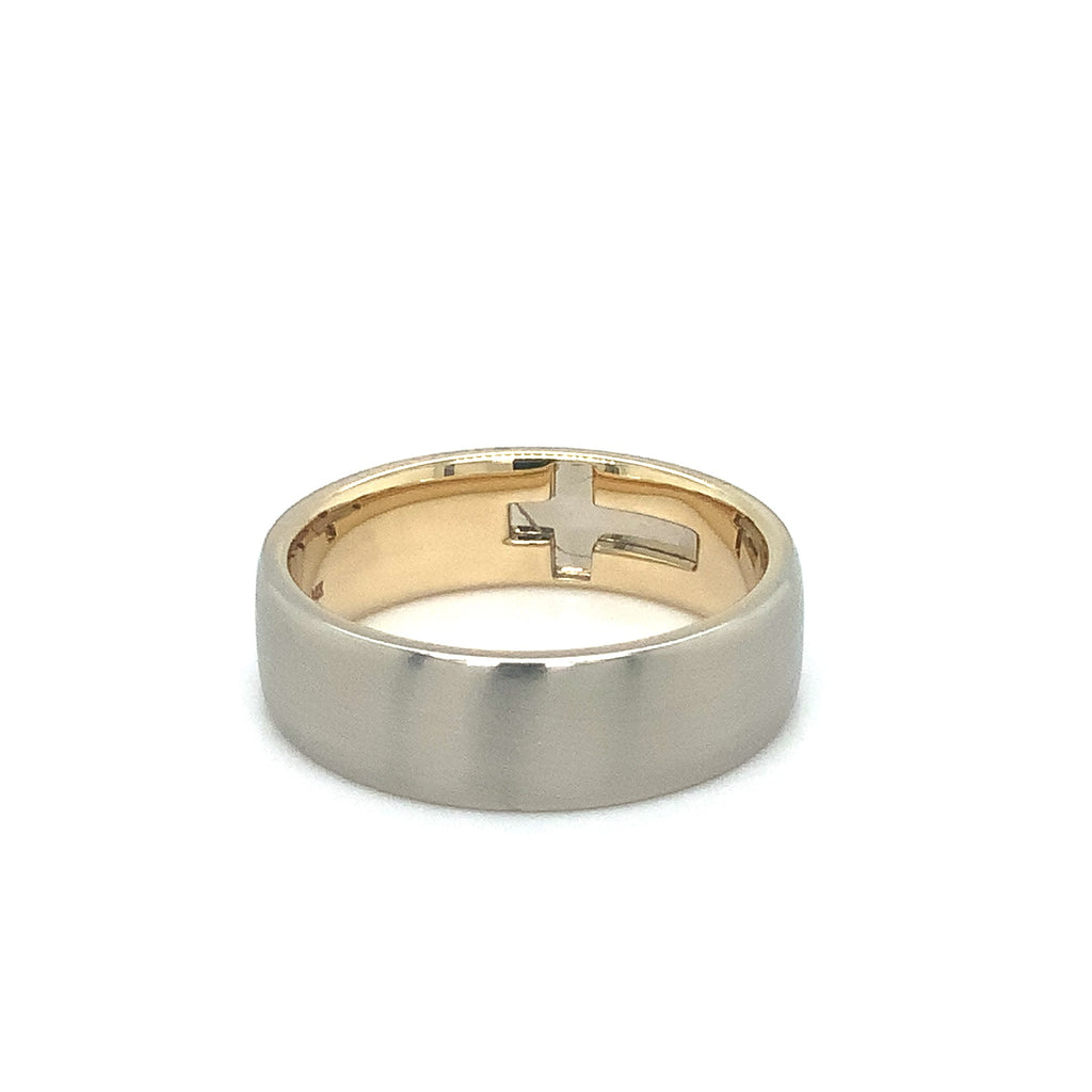 Piece Of Me Comfort Fit Wedding Band in 14K Two Tone with pendant - Image 1 of 14
