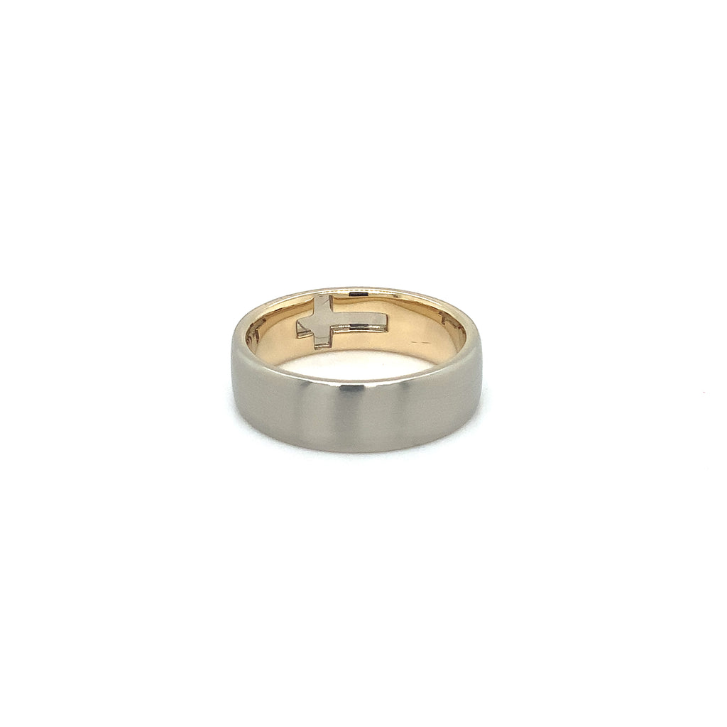 Piece Of Me Comfort Fit Wedding Band in 14K Two Tone with pendant - Image 10 of 14