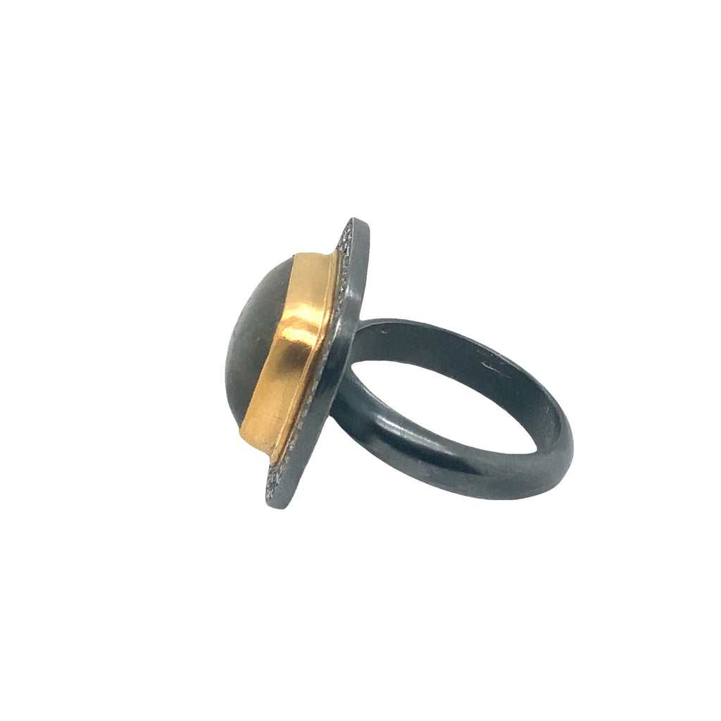 Lika Behar Nightfall Collection East West 24 kt and Diamond Labradorite Sterling Silver Ring - Image 4 of 5