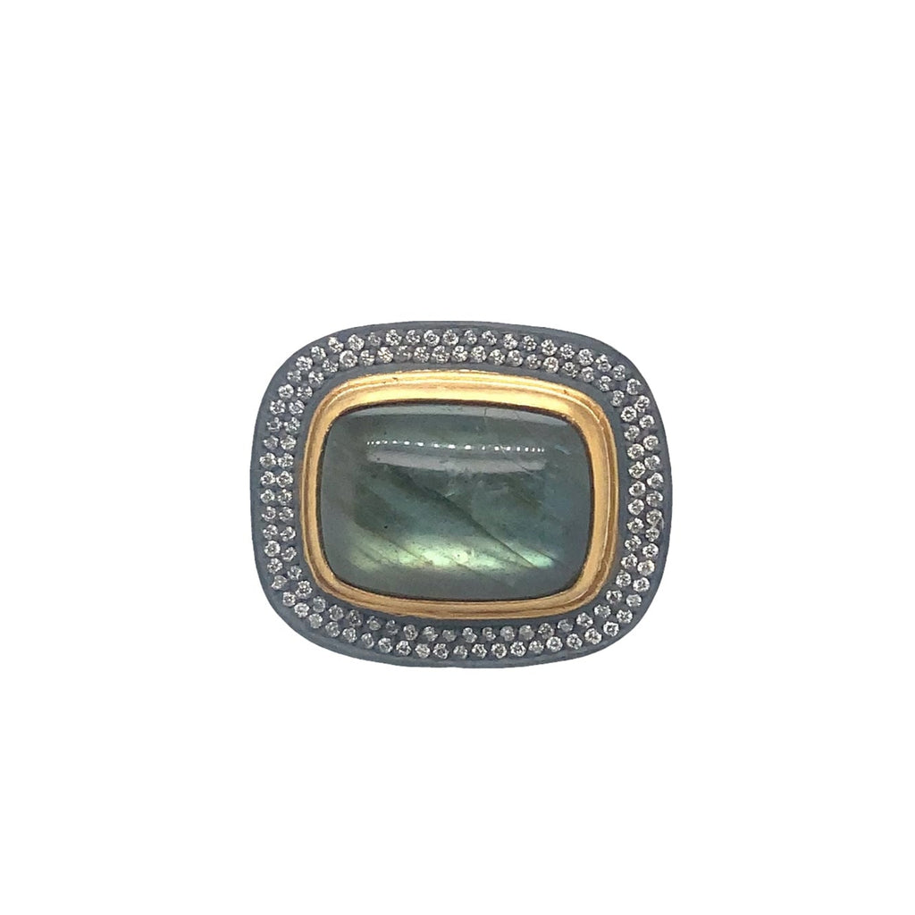 Lika Behar Nightfall Collection East West 24 kt and Diamond Labradorite Sterling Silver Ring - Image 5 of 5