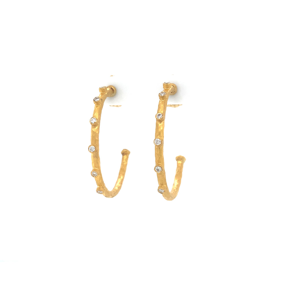 Lika Behar Pure Love Deserves Pure Gold DIMA Collection Bezel Set Diamond Hoop Earring in 24K Gold - Image 3 of 9