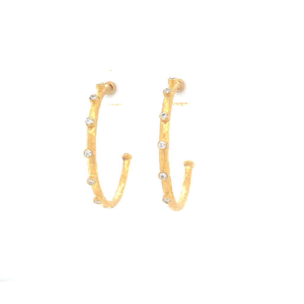 Lika Behar Pure Love Deserves Pure Gold DIMA Collection Bezel Set Diamond Hoop Earring in 24K Gold - Image 4 of 9
