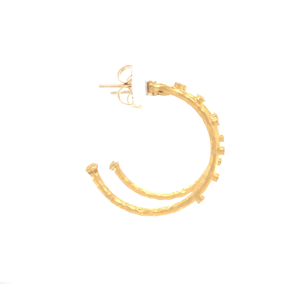 Lika Behar Pure Love Deserves Pure Gold DIMA Collection Bezel Set Diamond Hoop Earring in 24K Gold - Image 6 of 9