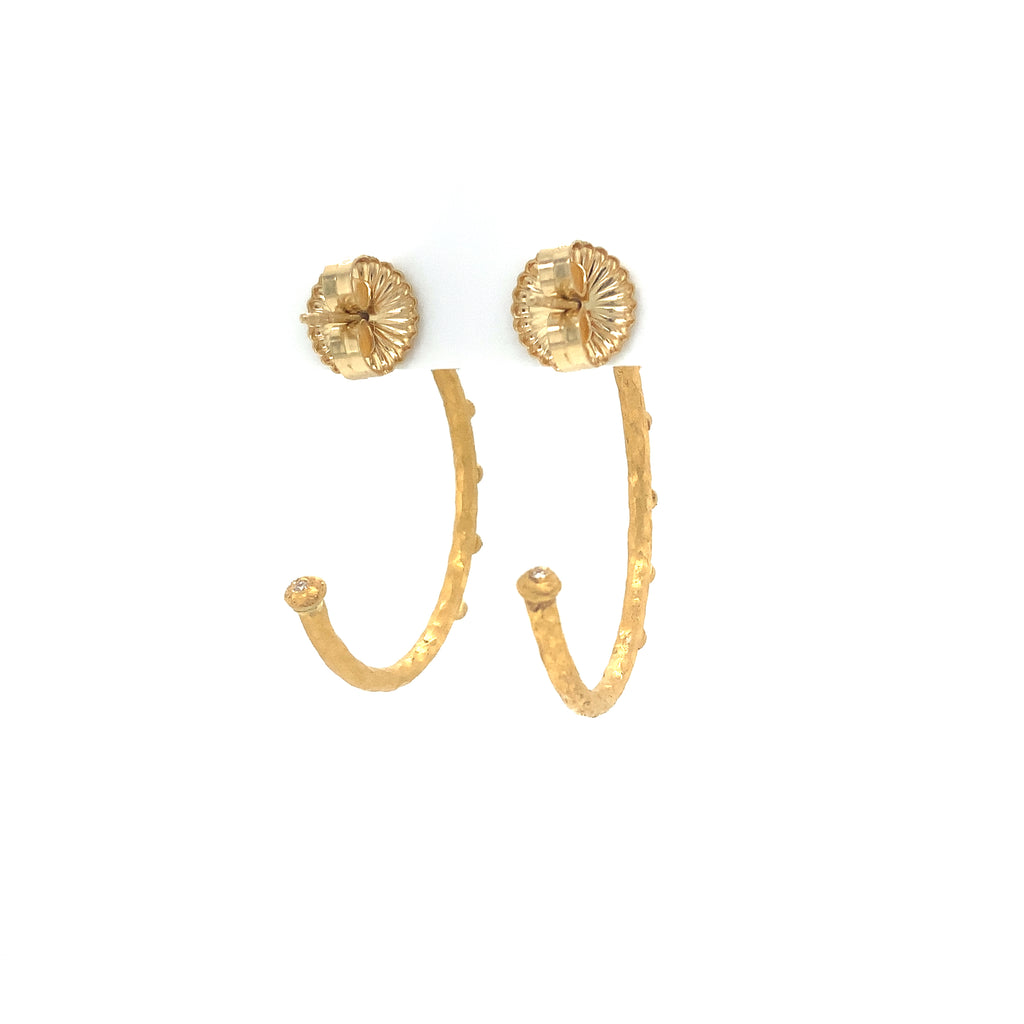 Lika Behar Pure Love Deserves Pure Gold DIMA Collection Bezel Set Diamond Hoop Earring in 24K Gold - Image 7 of 9