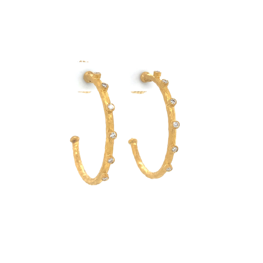 Lika Behar Pure Love Deserves Pure Gold DIMA Collection Bezel Set Diamond Hoop Earring in 24K Gold - Image 8 of 9