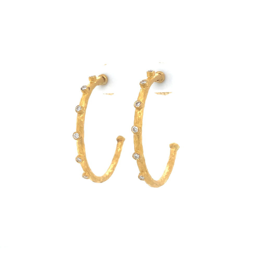 Lika Behar Pure Love Deserves Pure Gold DIMA Collection Bezel Set Diamond Hoop Earring in 24K Gold - Image 9 of 9