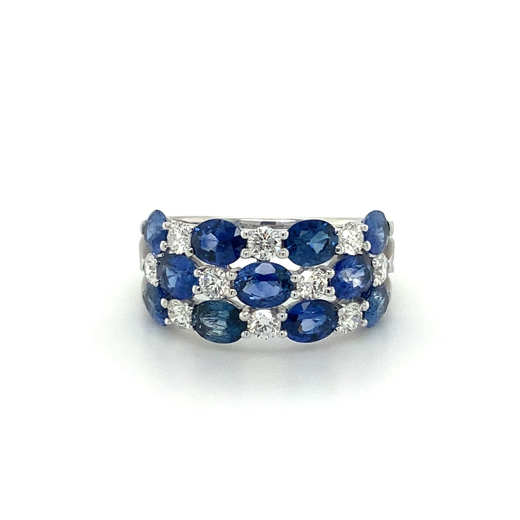 David Kord Alternating Sapphire and Diamond Ring set in 18K White Gold - Image 1 of 11