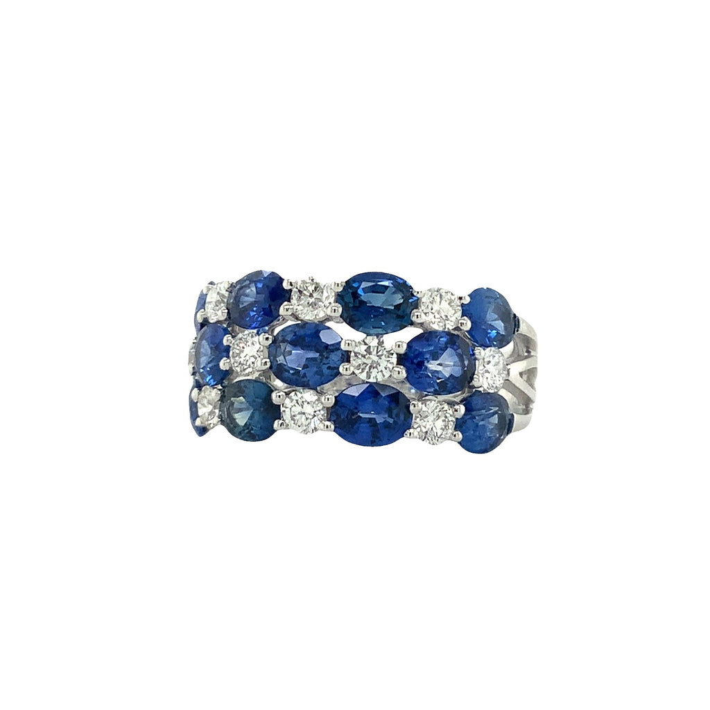 David Kord Alternating Sapphire and Diamond Ring set in 18K White Gold - Image 3 of 11