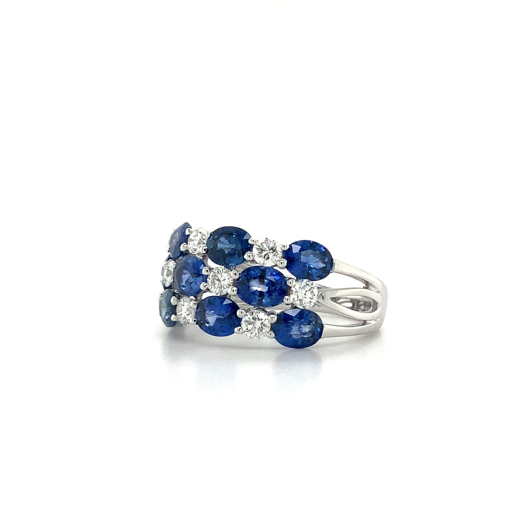David Kord Alternating Sapphire and Diamond Ring set in 18K White Gold - Image 4 of 11