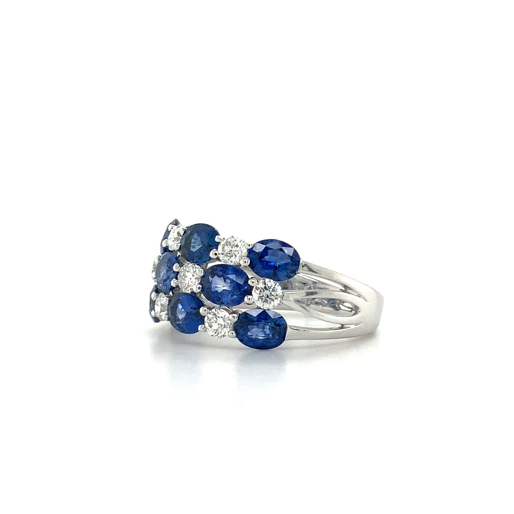 David Kord Alternating Sapphire and Diamond Ring set in 18K White Gold - Image 5 of 11