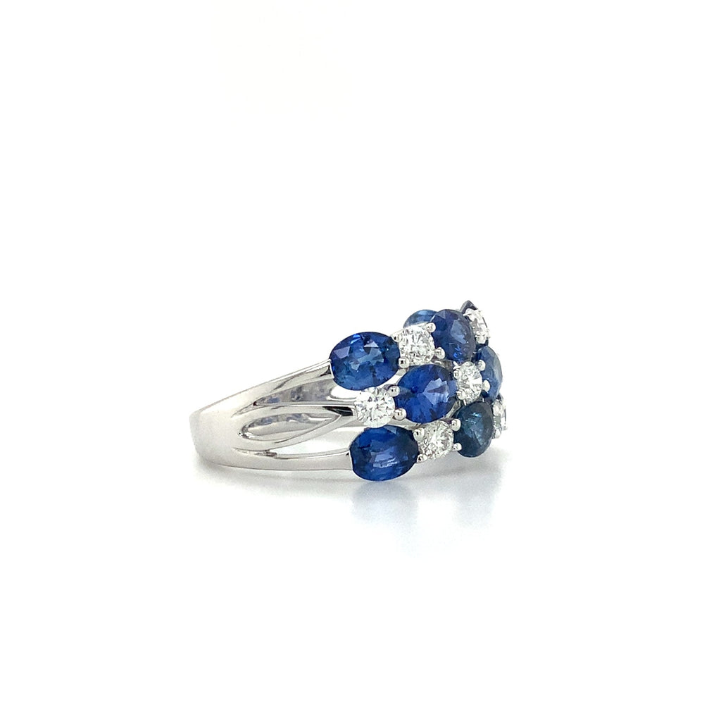 David Kord Alternating Sapphire and Diamond Ring set in 18K White Gold - Image 7 of 11