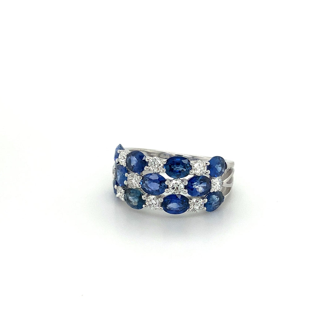 David Kord Alternating Sapphire and Diamond Ring set in 18K White Gold - Image 8 of 11