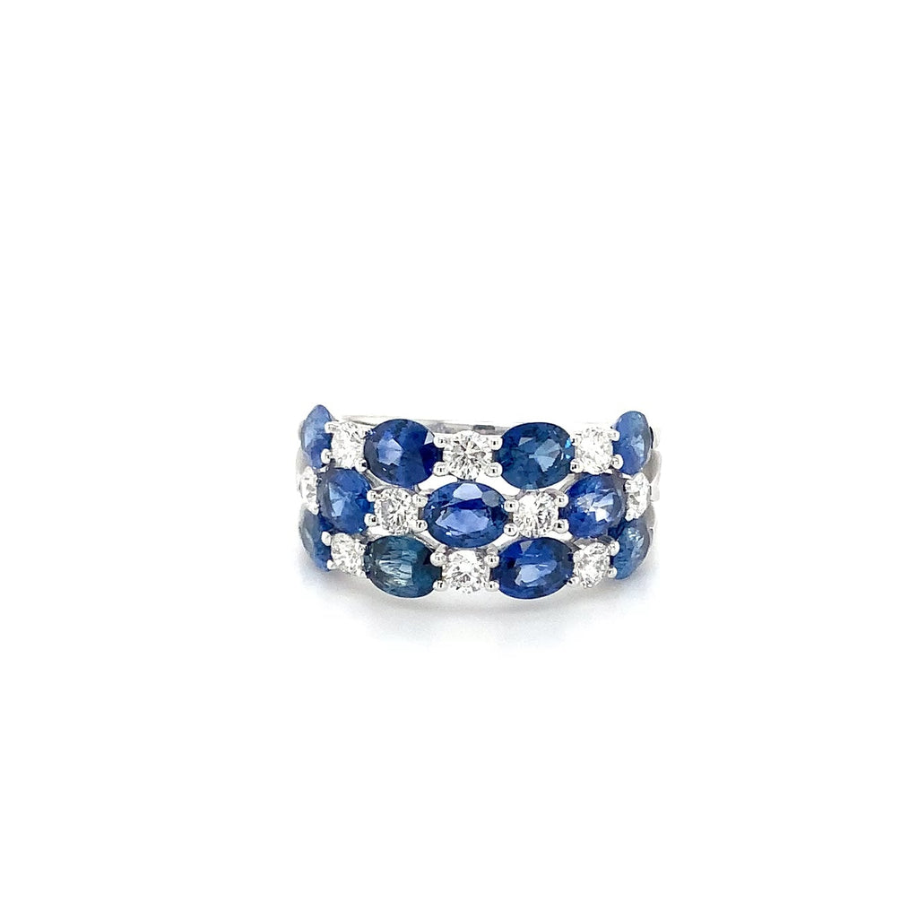 David Kord Alternating Sapphire and Diamond Ring set in 18K White Gold - Image 9 of 11