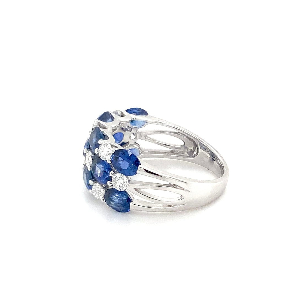 David Kord Alternating Sapphire and Diamond Ring set in 18K White Gold - Image 10 of 11