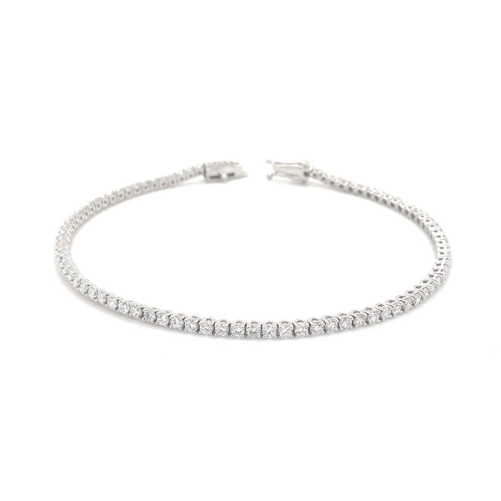 Classic 4 Prong 85 Lab Grown Diamond 2.13 cts Tennis Bracelet set in 14K White Gold - Image 3 of 6