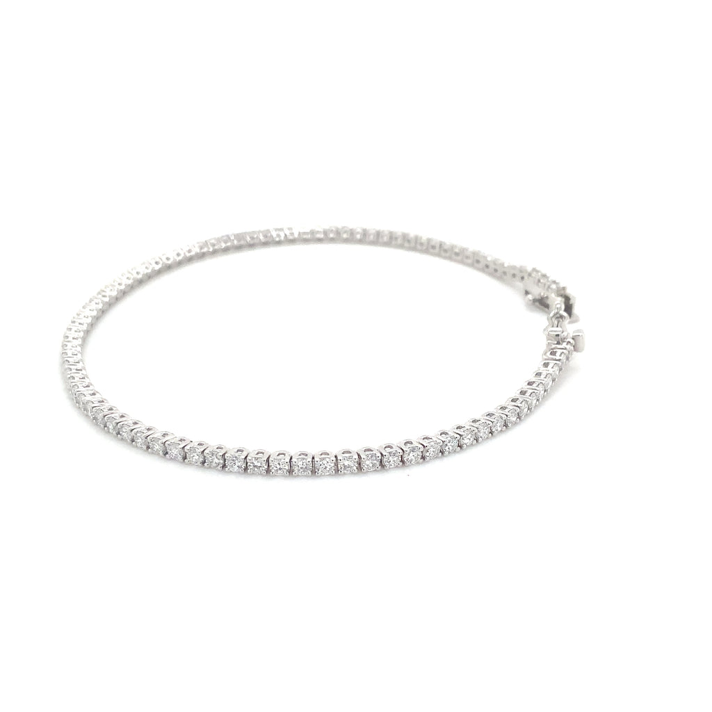 Classic 4 Prong 85 Lab Grown Diamond 2.13 cts Tennis Bracelet set in 14K White Gold - Image 4 of 6