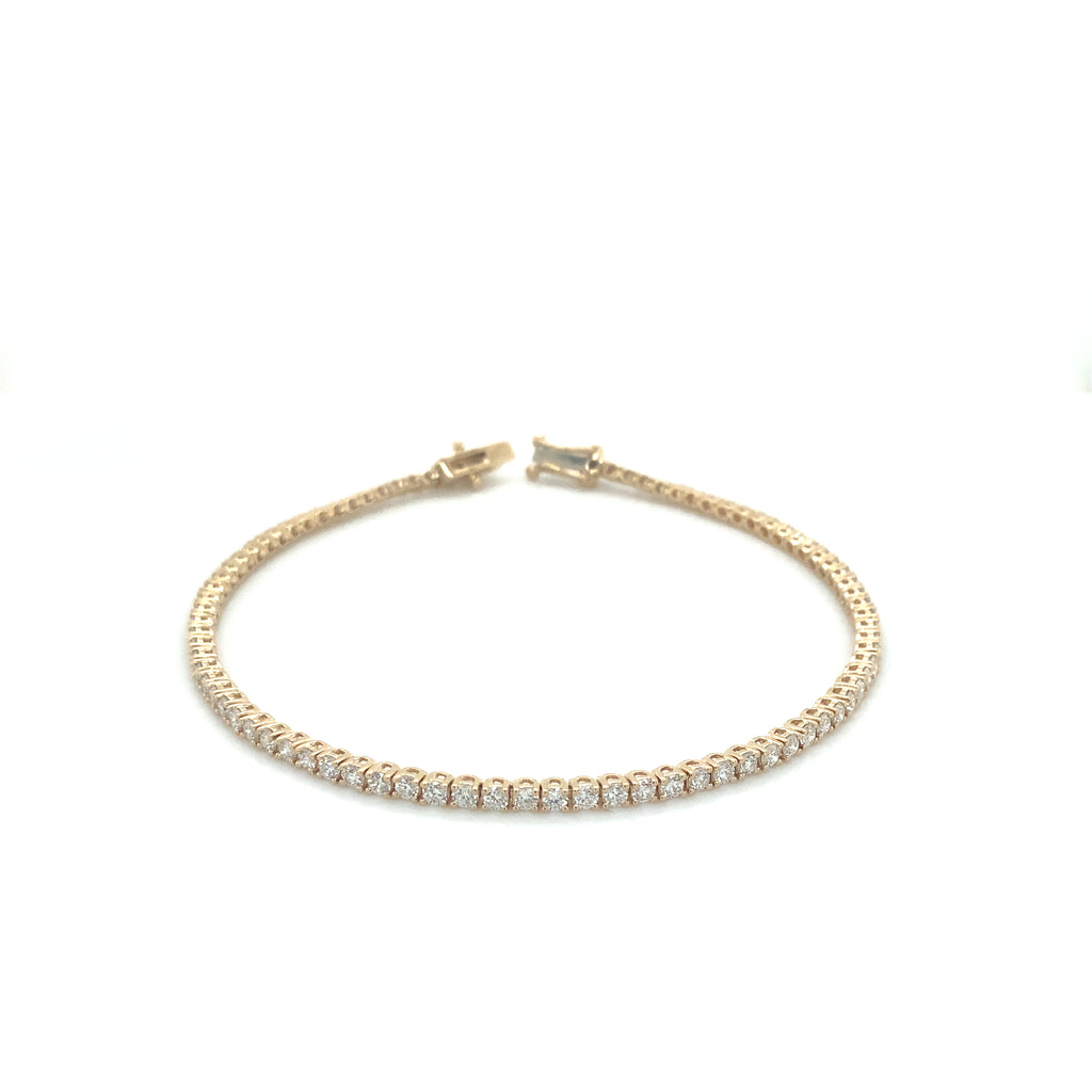 Classic 4 Prong 85 Lab Grown Diamond 2.09 cts Tennis Bracelet set in 14K Yellow Gold - Image 1 of 6