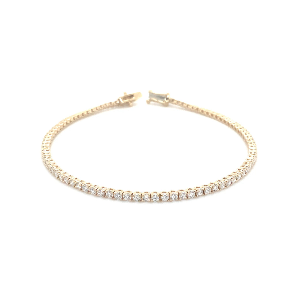 Classic 4 Prong 85 Lab Grown Diamond 2.09 cts Tennis Bracelet set in 14K Yellow Gold - Image 2 of 6