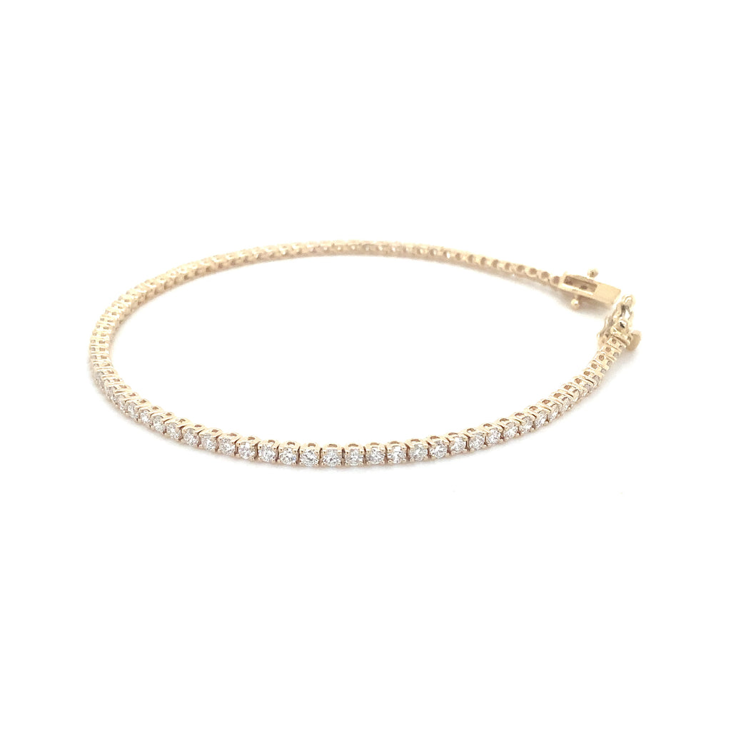 Classic 4 Prong 85 Lab Grown Diamond 2.09 cts Tennis Bracelet set in 14K Yellow Gold - Image 3 of 6