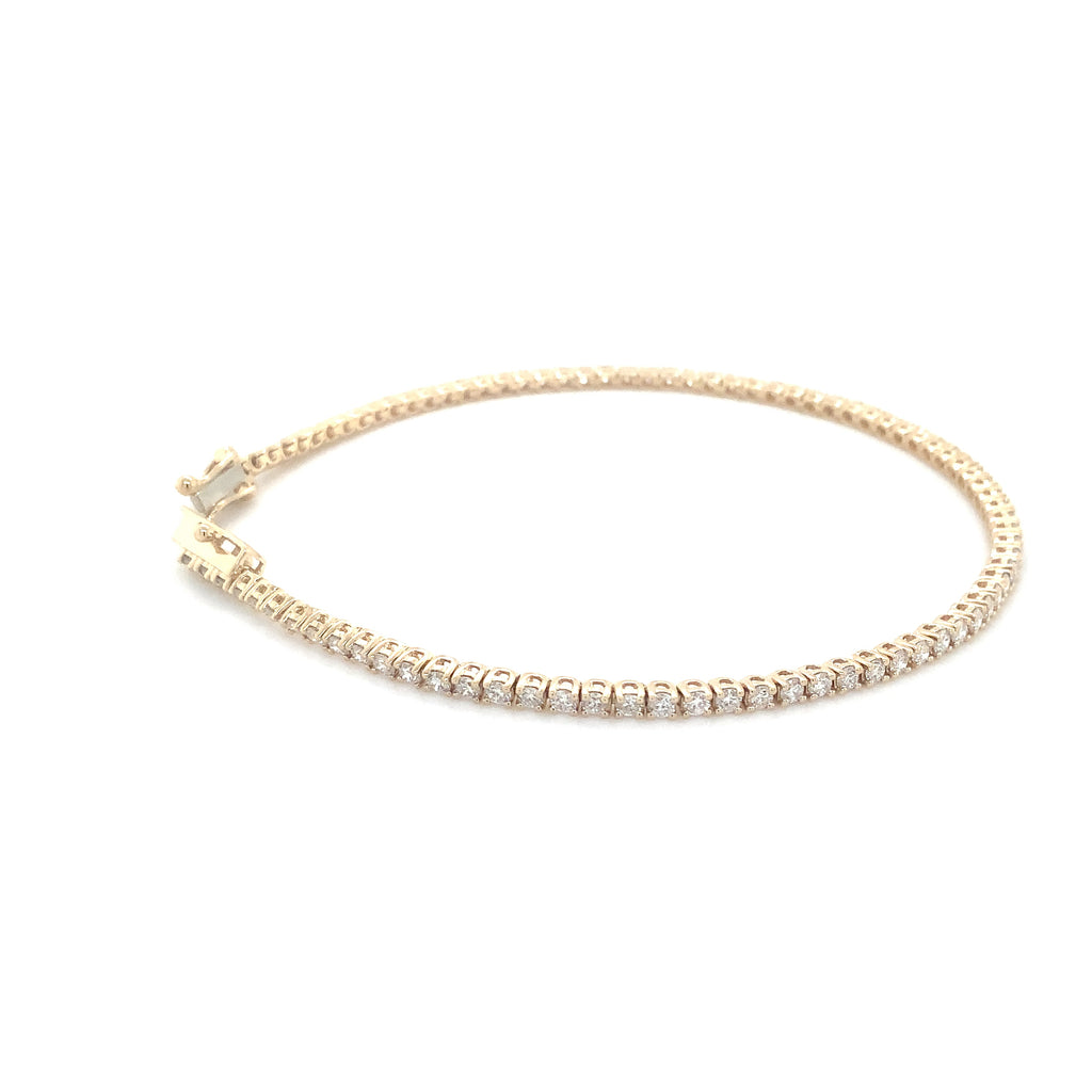 Classic 4 Prong 85 Lab Grown Diamond 2.09 cts Tennis Bracelet set in 14K Yellow Gold - Image 5 of 6