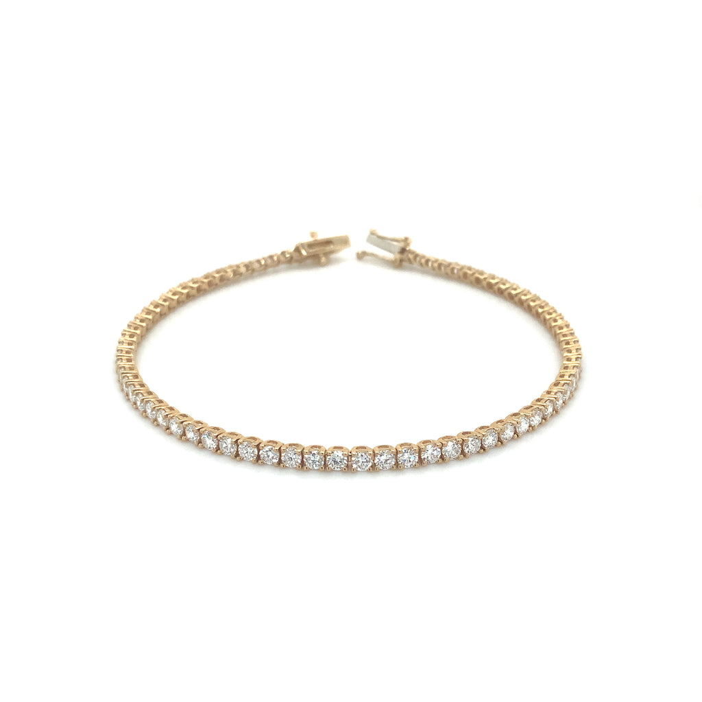 Classic 4 Prong 72 Lab Grown Diamond 3.13 cts Tennis Bracelet set in 14K Yellow Gold - Image 3 of 5