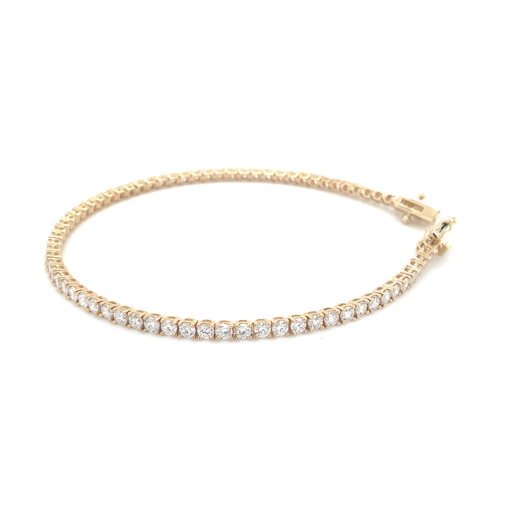 Classic 4 Prong 72 Lab Grown Diamond 3.13 cts Tennis Bracelet set in 14K Yellow Gold - Image 5 of 5