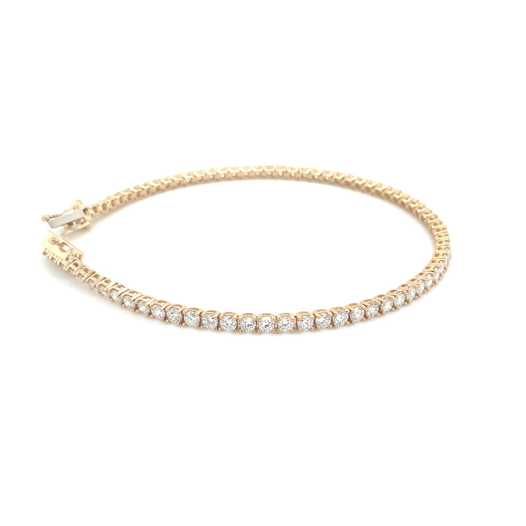 Classic 4 Prong 72 Lab Grown Diamond 3.13 cts Tennis Bracelet set in 14K Yellow Gold - Image 2 of 5