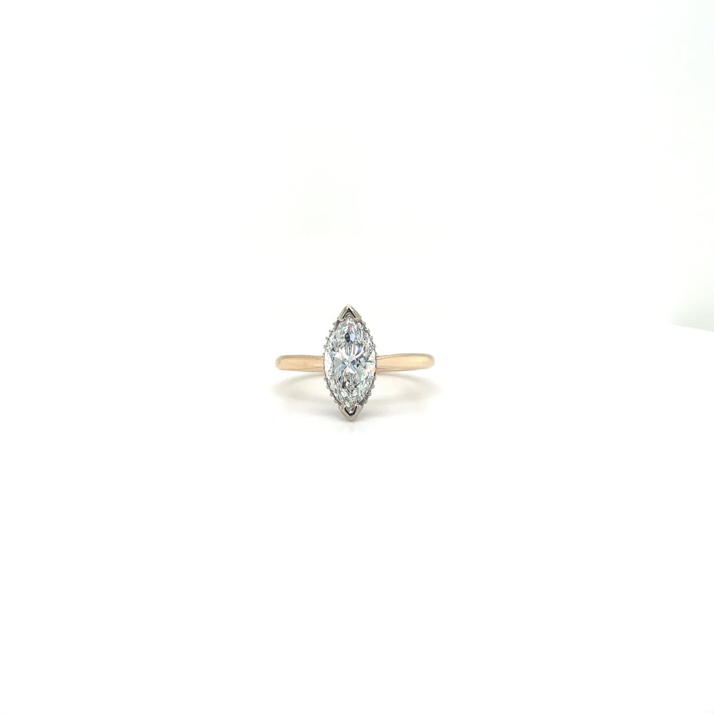 Lab Grown 1.43 cts. Marquise Shape Diamond Engagement Ring in 14K Two Tone - Image 3 of 8