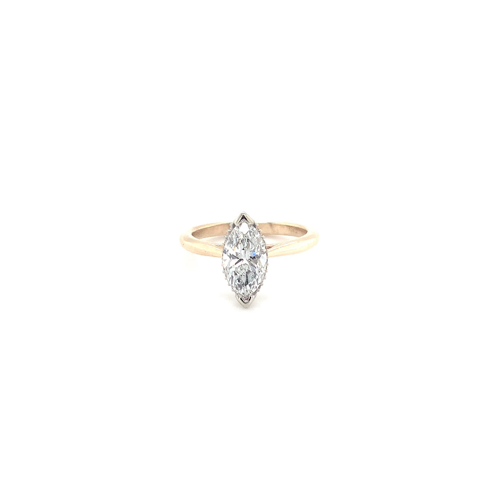 Lab Grown 1.43 cts. Marquise Shape Diamond Engagement Ring in 14K Two Tone - Image 4 of 8