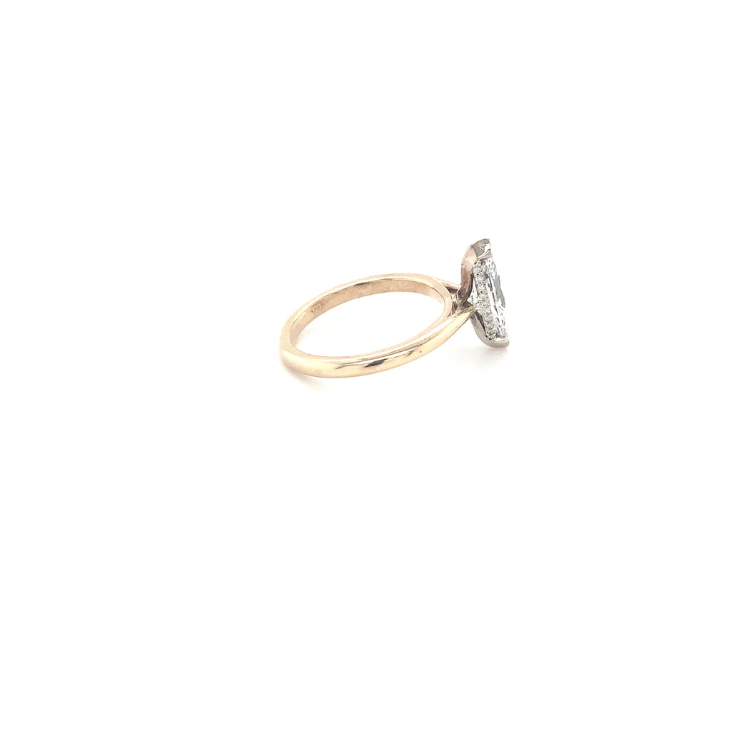 Lab Grown 1.43 cts. Marquise Shape Diamond Engagement Ring in 14K Two Tone - Image 6 of 8