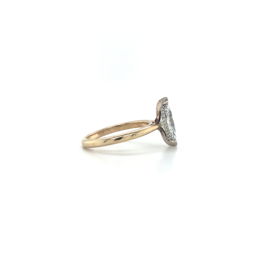 Lab Grown 1.43 cts. Marquise Shape Diamond Engagement Ring in 14K Two Tone - Image 7 of 8