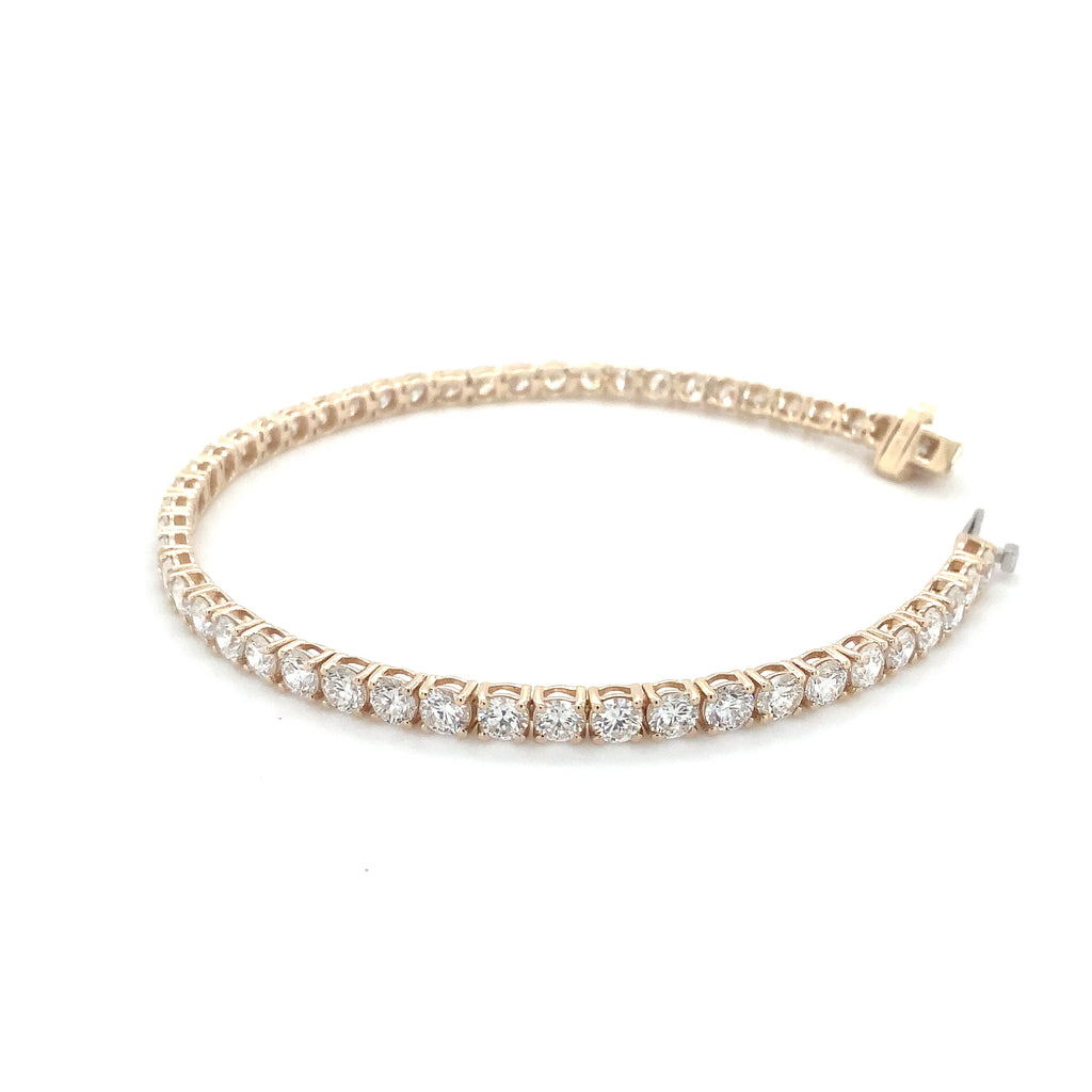 Classic 4 Prong 50 Lab Grown Diamond 7 cts Tennis Bracelet set in 14K Yellow Gold - Image 3 of 6