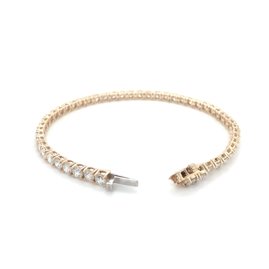 Classic 4 Prong 50 Lab Grown Diamond 7 cts Tennis Bracelet set in 14K Yellow Gold - Image 4 of 6