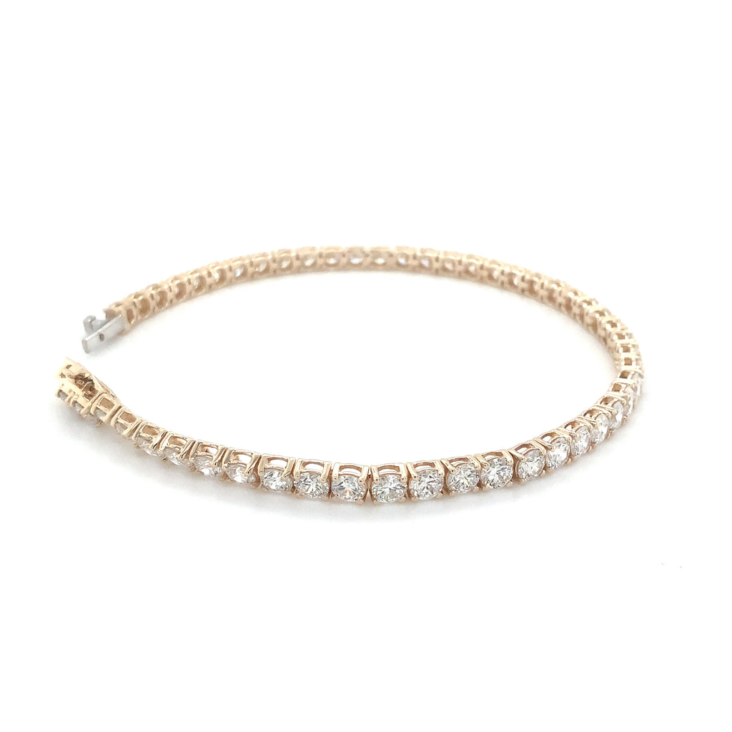 Classic 4 Prong 50 Lab Grown Diamond 7 cts Tennis Bracelet set in 14K Yellow Gold - Image 5 of 6