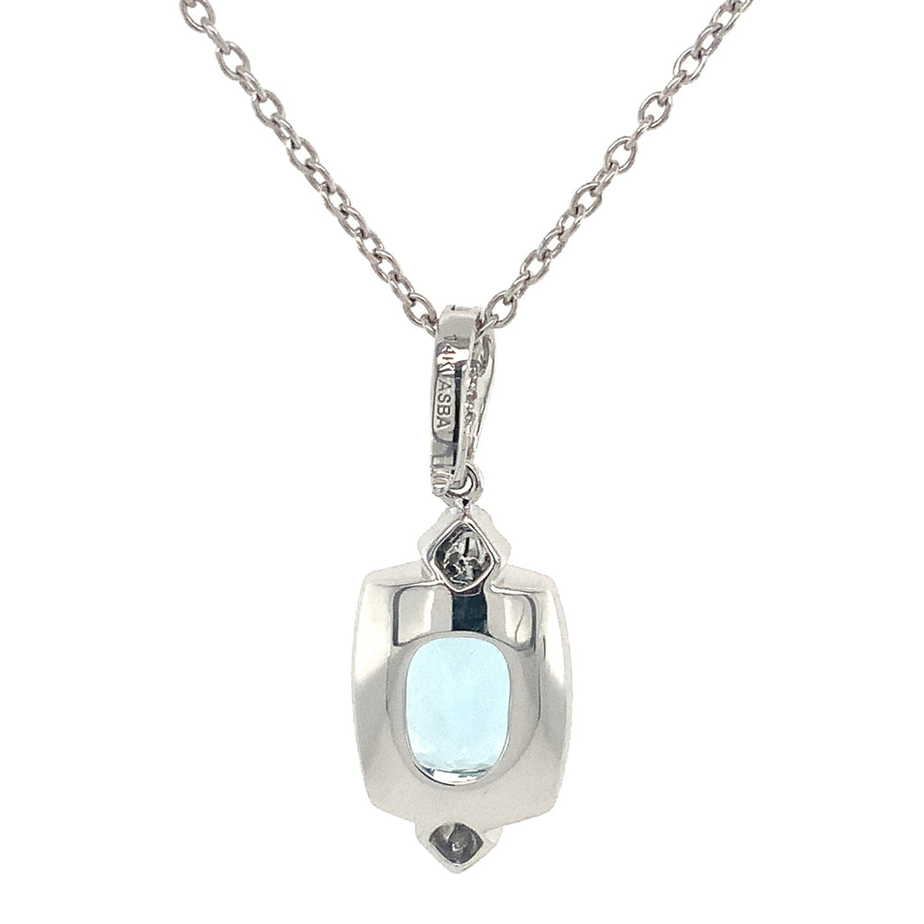 ASBA Collection Art Deco Inspired Aquamorin and Diamond Pendant Set in 14K White Gold - Image 11 of 13
