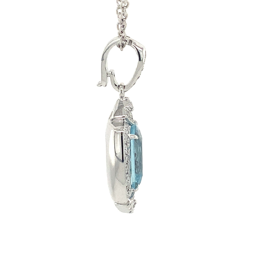 ASBA Collection Art Deco Inspired Aquamorin and Diamond Pendant Set in 14K White Gold - Image 12 of 13