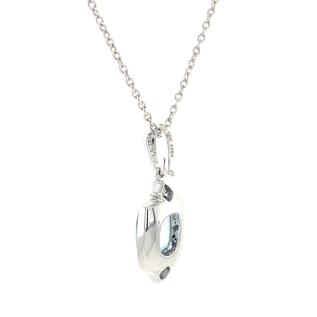ASBA Collection Art Deco Inspired Aquamorin and Diamond Pendant Set in 14K White Gold - Image 3 of 13