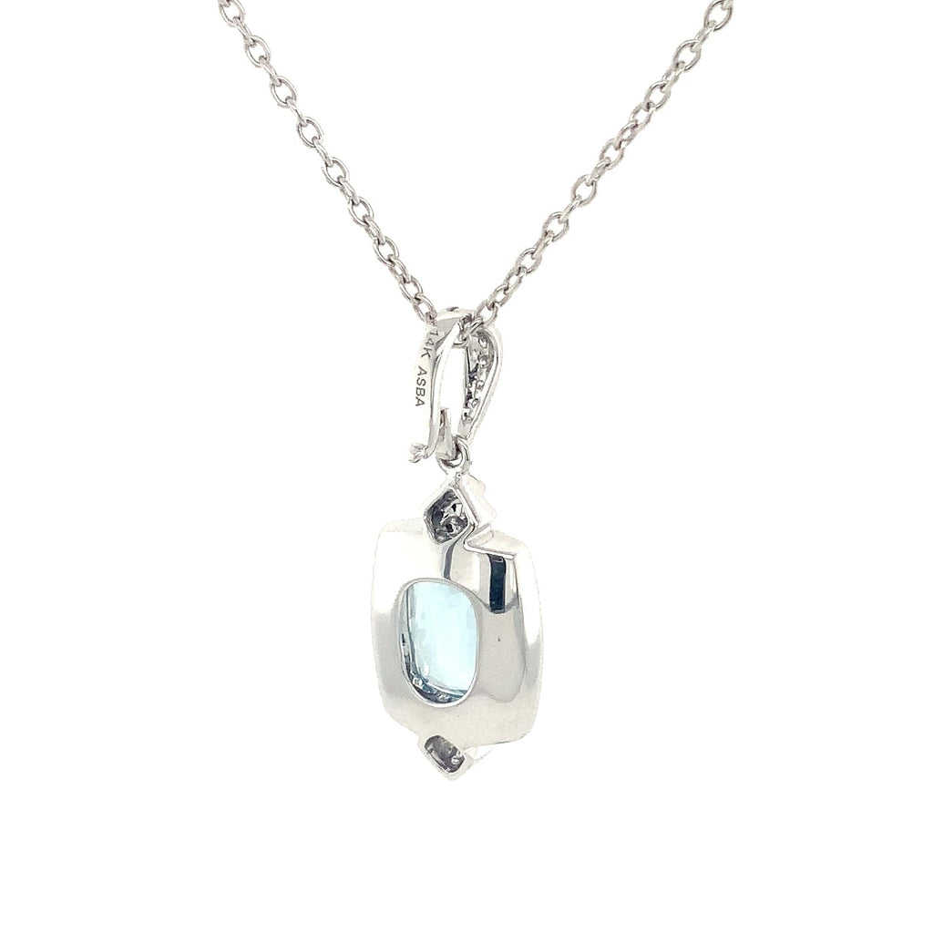 ASBA Collection Art Deco Inspired Aquamorin and Diamond Pendant Set in 14K White Gold - Image 4 of 13