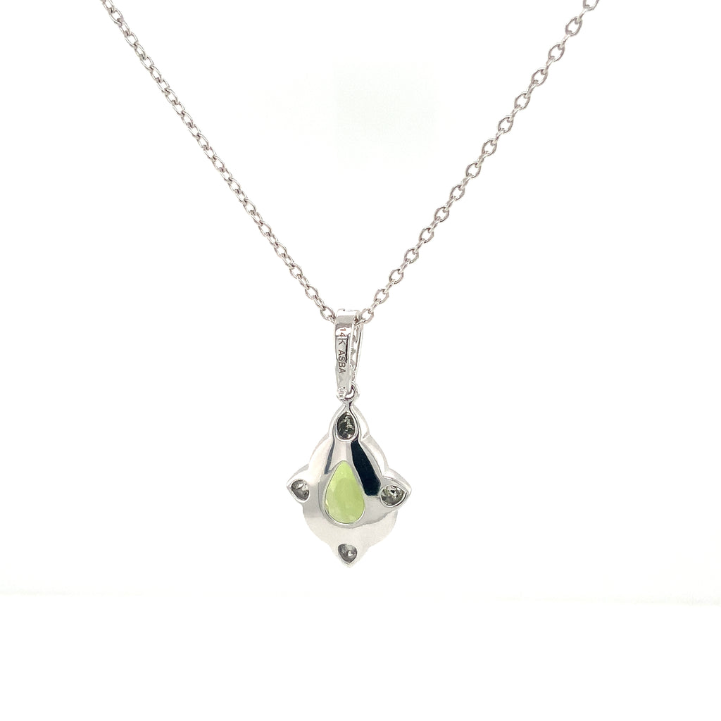 ASBA Collection Gem Quality Pear Shape Peridot and Diamond Pendant Set in 14K White Gold - Image 7 of 13