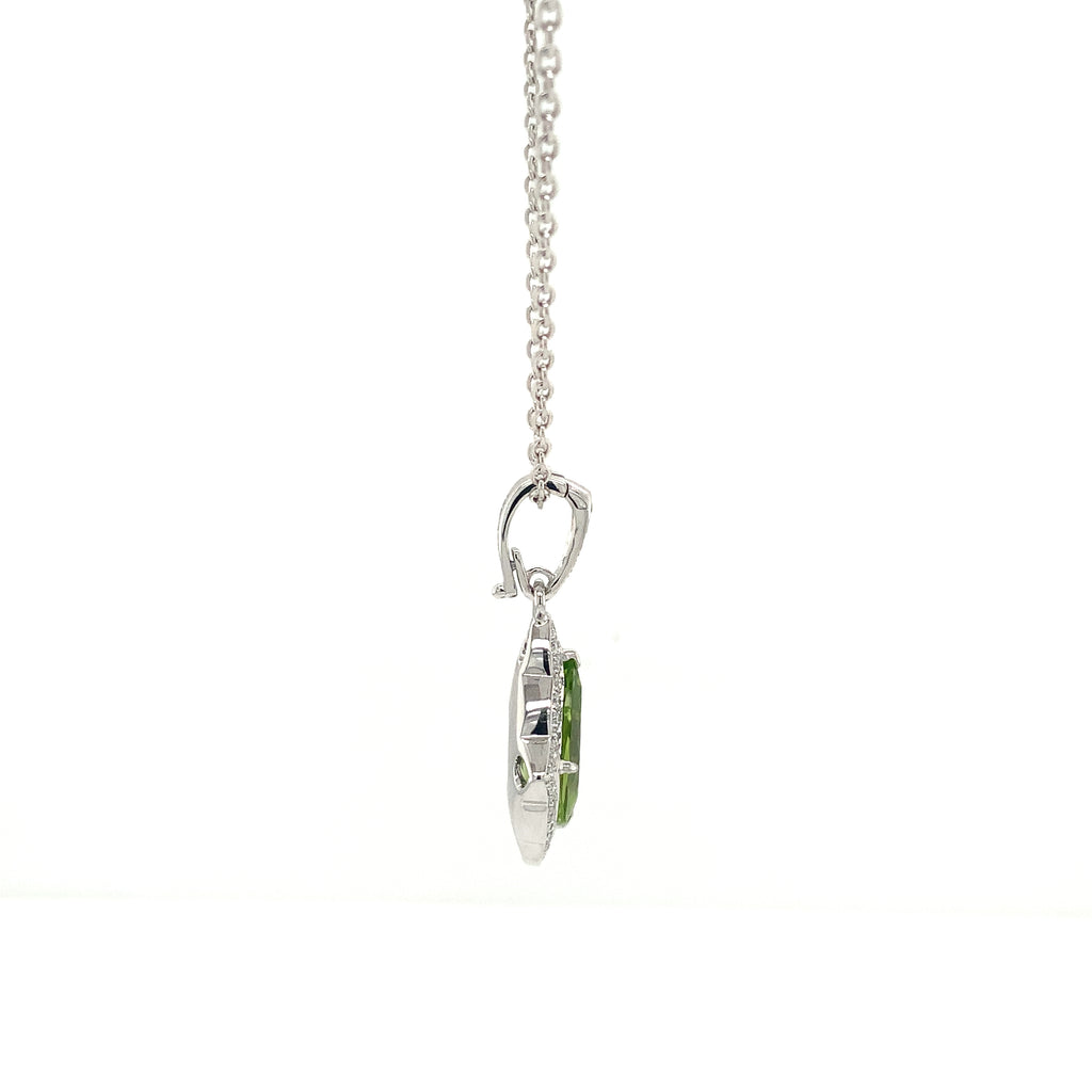 ASBA Collection Gem Quality Pear Shape Peridot and Diamond Pendant Set in 14K White Gold - Image 8 of 13