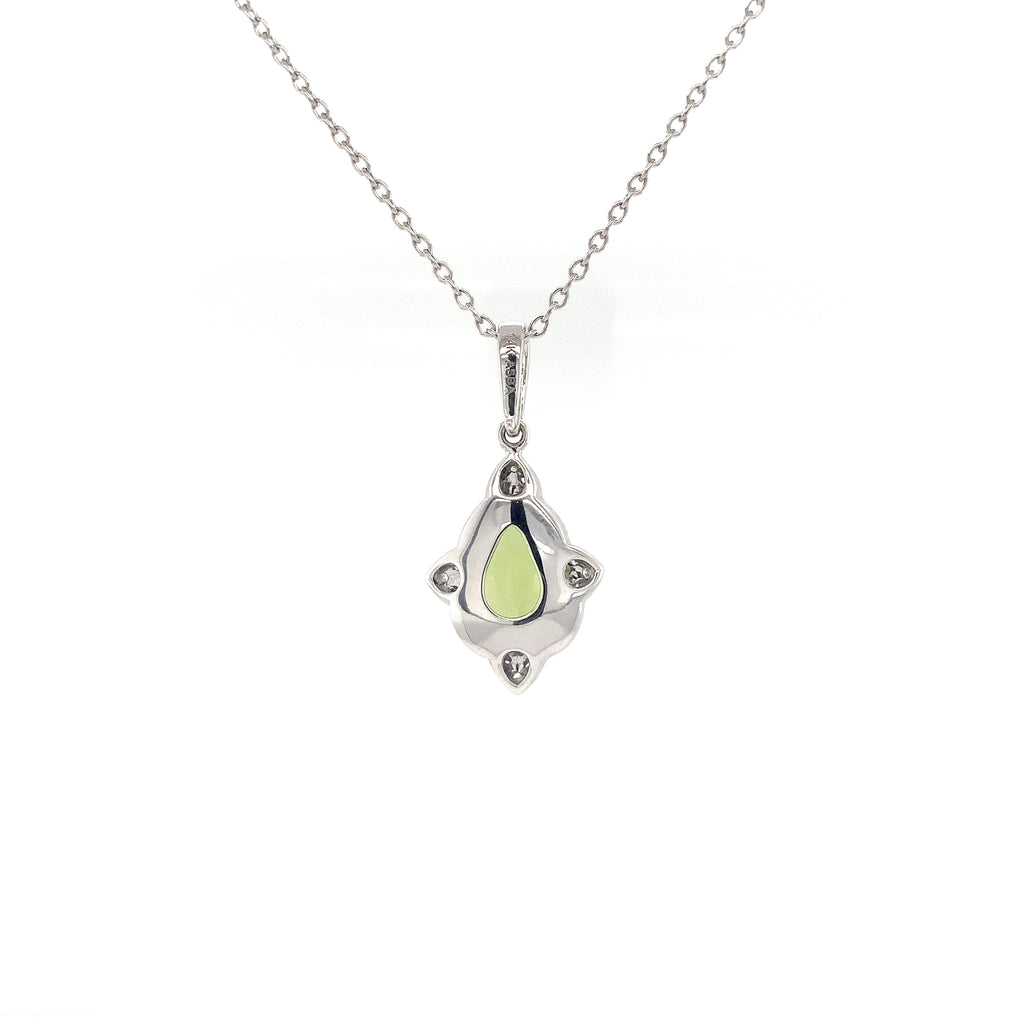 ASBA Collection Gem Quality Pear Shape Peridot and Diamond Pendant Set in 14K White Gold - Image 13 of 13