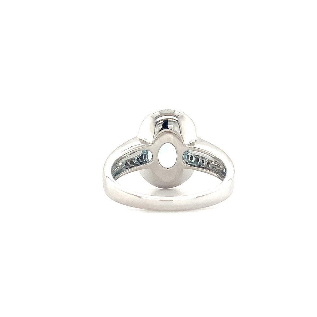 ASBA Collection Gem Quality Aquamarine and Diamond Halo Split Shank Ring 14 kt White Gold - Image 3 of 11