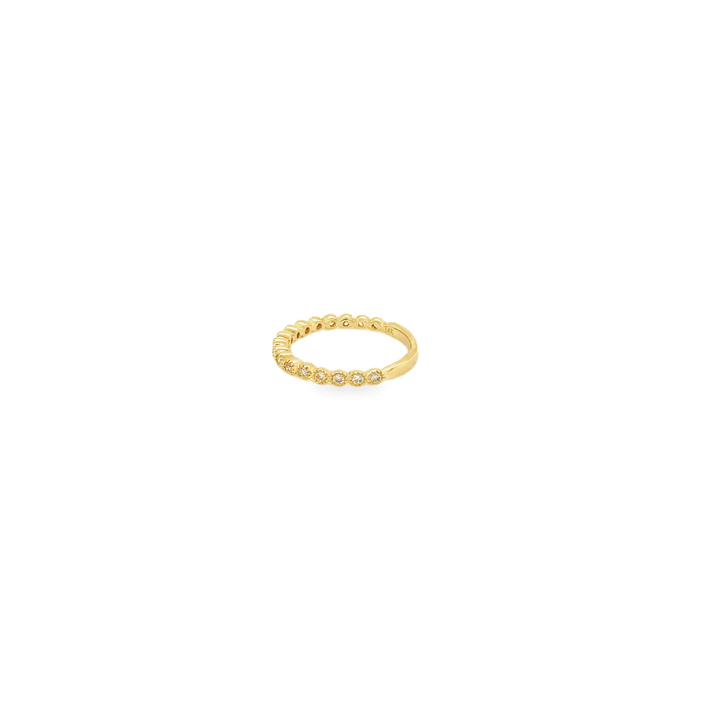 Milgrain Bezel Set Diamond Band Round Brilliant Cut Diamonds 0.30ctw 14K Yellow Gold - Image 8 of 8