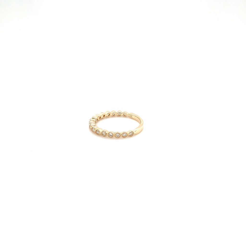 Milgrain Bezel Set Diamond Band Round Brilliant Cut Diamonds 0.30ctw 14K Yellow Gold - Image 5 of 8