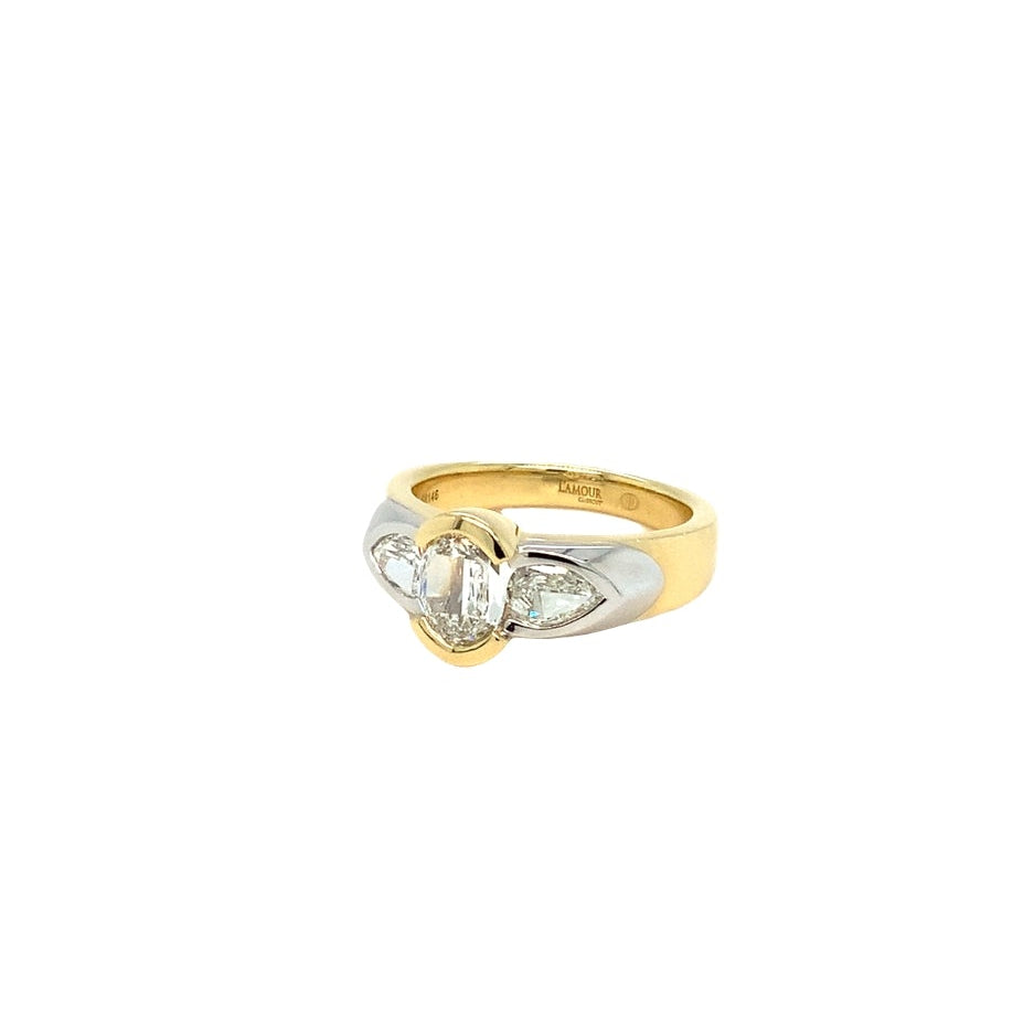 Christopher Designs L'Amour Crisscut® Three  Diamond Ring Set in 18K Two Tone - Image 2 of 7