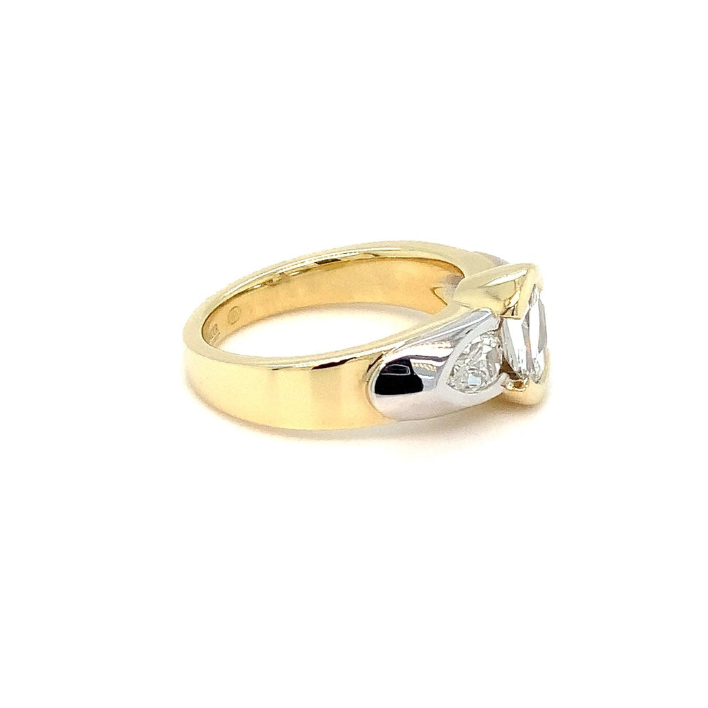 Christopher Designs L'Amour Crisscut® Three  Diamond Ring Set in 18K Two Tone - Image 6 of 7