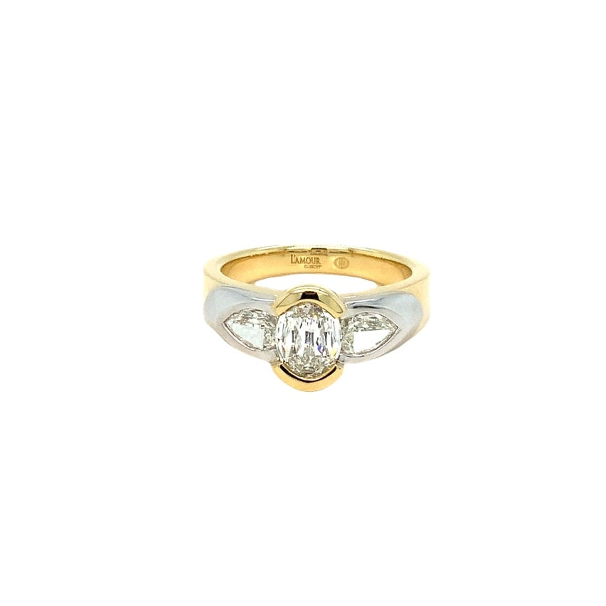 Christopher Designs L'Amour Crisscut® Three  Diamond Ring Set in 18K Two Tone - Image 7 of 7